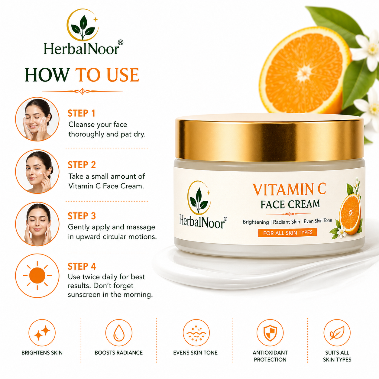 HerbalNoor Vitamin C Brightening Face Cream | 50g