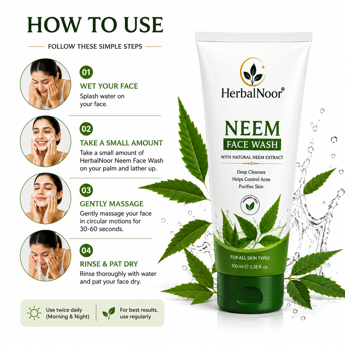 HerbalNoor Purifying Neem Face Wash